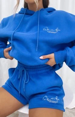 White Fox Boutique AU Set The Standard Hoodie Electric Blue Clothing