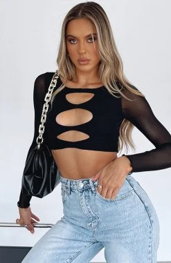 White Fox Boutique AU Clothing Real Things Long Sleeve Crop Black