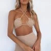 White Fox Boutique AU Self Made Crop Beige Clothing