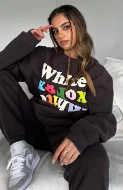 White Fox Boutique AU Talk To Me Sweater Charcoal