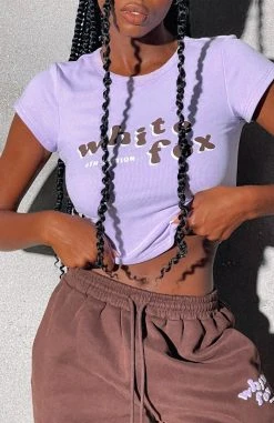 White Fox Boutique AU 4th Edition Ribbed Baby Tee Orchid Clothing