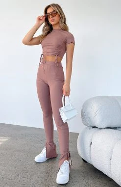 White Fox Boutique AU Solid Ground Pants Chocolate