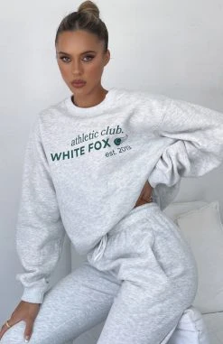 White Fox Boutique AU Athletic Club Sweater Grey Marle Clothing