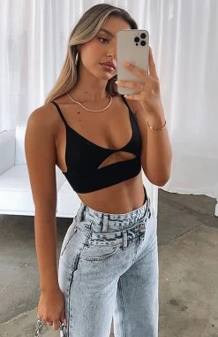 White Fox Boutique AU Clothing Good Behaviour Knit Crop Black