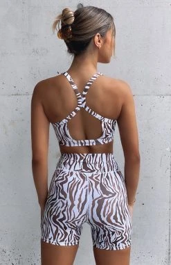 White Fox Boutique AU Number One Sports Bra Zebra Restocked