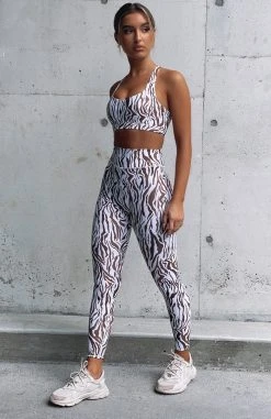 White Fox Boutique AU Activewear On The Move Leggings Zebra