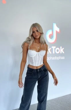 White Fox Boutique AU Feel The Passion Lace Bustier White