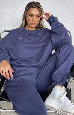 White Fox Boutique AU Own The Moment Sweater Navy Clothing