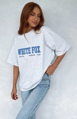 White Fox Boutique AU Classic Vibe Oversized Tee Grey Marle