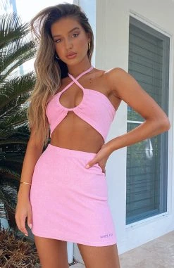 White Fox Boutique AU While It's Hot Terry Crop Baby Pink Sale