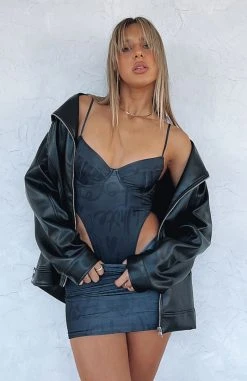 White Fox Boutique AU Clothing Sweet Attraction Bodysuit Charcoal Sketch