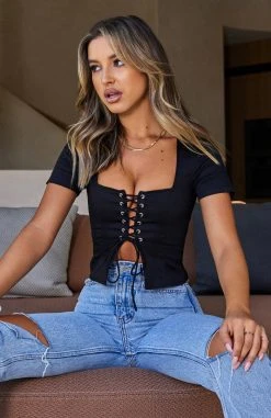 White Fox Boutique AU Clothing Was Always You Top Black