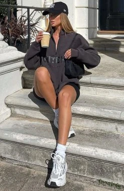 White Fox Boutique AU Clothing High Standard Zip Front Sweater Shadow