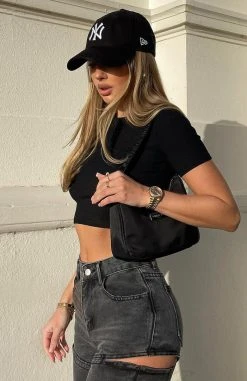 White Fox Boutique AU Clothing Switching Sides Crop Black