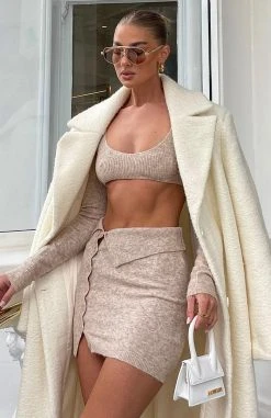 White Fox Boutique AU No Guidance Crop Beige Sale