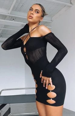 White Fox Boutique AU Keep On Looking Mini Dress Black Clothing