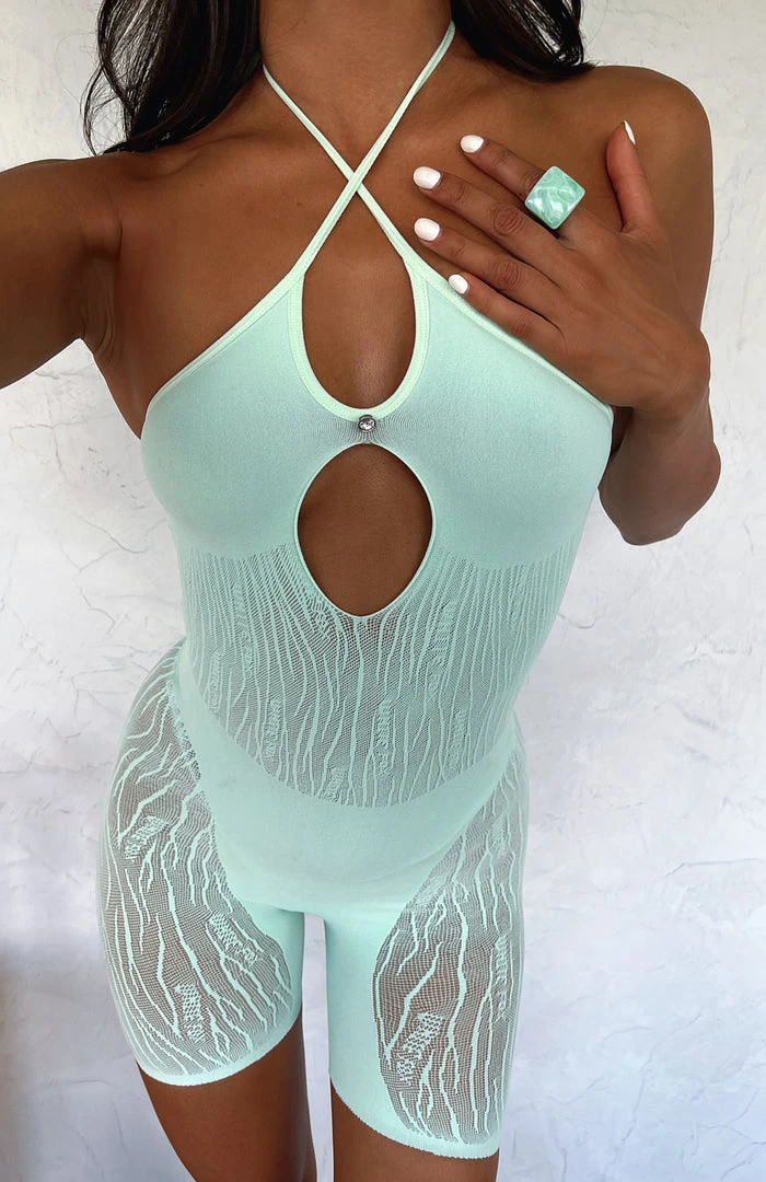 White Fox Boutique AU Keep Them Guessing Mesh Romper Spearmint Clothing 10 White Fox Boutique AU Keep Them Guessing Mesh Romper Spearmint Clothing
