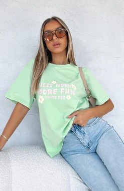 White Fox Boutique AU Clothing Less Work More Fun Tee Matcha