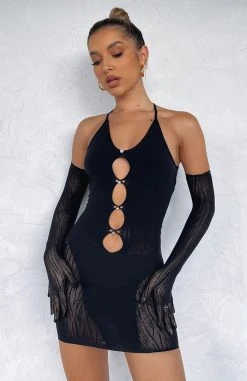 White Fox Boutique AU Clothing Link Up Mesh Mini Dress Black