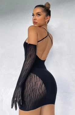 White Fox Boutique AU Clothing Link Up Mesh Mini Dress Black