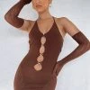 White Fox Boutique AU Clothing Link Up Mesh Mini Dress Chocolate
