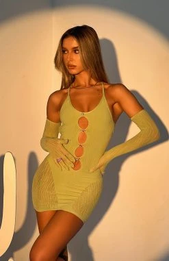 White Fox Boutique AU Clothing Link Up Mesh Mini Dress Matcha
