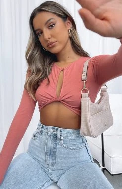 White Fox Boutique AU Living The Dream Crop Desert Rose