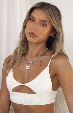 White Fox Boutique AU Locked Up Necklace Silver Restocked