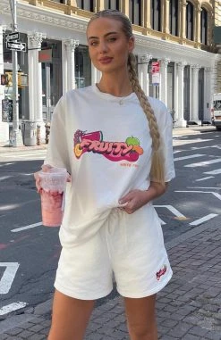 White Fox Boutique AU Be Yourself Lounge Shorts Off White