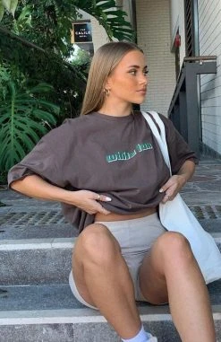 White Fox Boutique AU Don't Think Twice Tee Chocolate Clothing