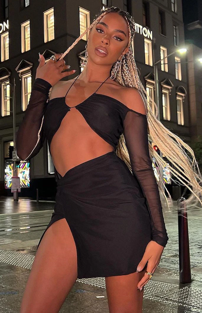 White Fox Boutique AU Invite Pending Mesh Mini Dress Black Clothing 10 White Fox Boutique AU Invite Pending Mesh Mini Dress Black Clothing