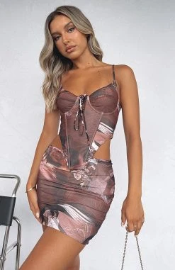 White Fox Boutique AU Clothing Made For You Bustier Romance Print