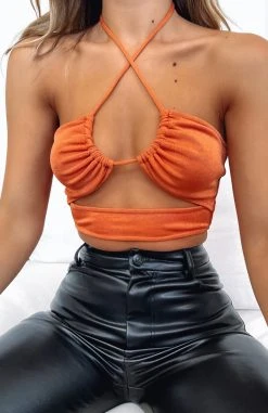 White Fox Boutique AU Tops Major Influence Crop Rust