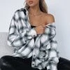 White Fox Boutique AU Make It Better Plaid Shirt Black/White Clothing