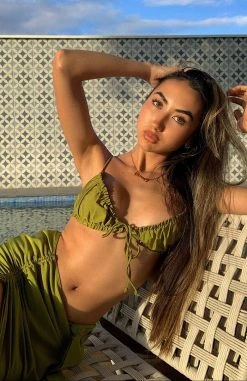 White Fox Boutique AU Beach Songs Bikini Top Shiny Olive