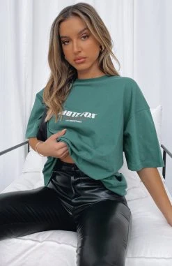 White Fox Boutique AU Moment In Time Tee Forest Green