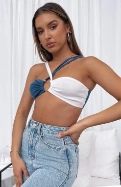 White Fox Boutique AU More Than Friends Crop Blue White