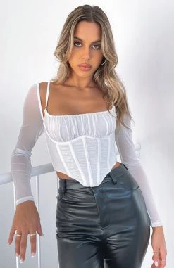 White Fox Boutique AU Clothing More Than Basic Long Sleeve Bustier White