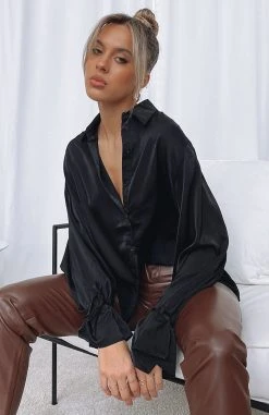 White Fox Boutique AU Clothing My Kind Of Night Shirt Black