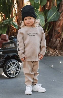 White Fox Boutique AU Not A Regular Kid Knit Hoodie Sand Collaborations