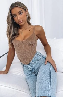 White Fox Boutique AU Clothing No Shade Corduroy Bustier Beige
