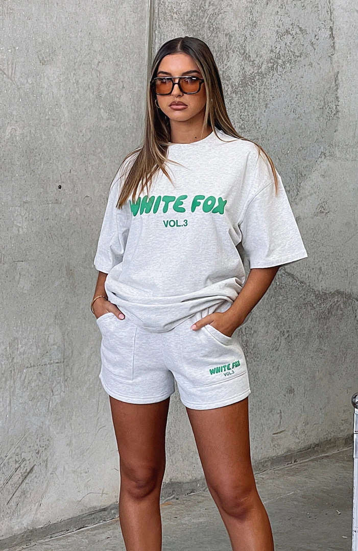 White Fox Boutique AU Offstage Lounge Shorts Glacier Grey