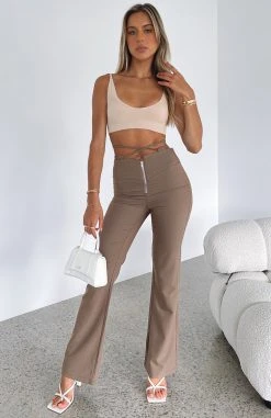 White Fox Boutique AU One Life Pants Mocha