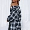 White Fox Boutique AU Only Yesterday Plaid Shirt Black