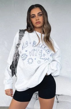 White Fox Boutique AU Outshine You Sweater Grey Marle