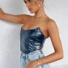 White Fox Boutique AU Playing The Game PU Bustier Navy