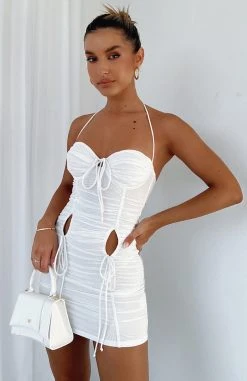 White Fox Boutique AU Clothing Play My Game Mesh Mini Dress White