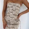 White Fox Boutique AU Clothing Two Way Street Bustier Beige Logo Print
