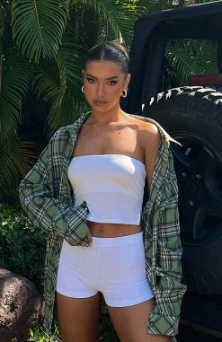 White Fox Boutique AU Say It Again Plaid Shirt Green