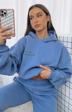 White Fox Boutique AU She's A Baddie Hoodie Dusk Blue